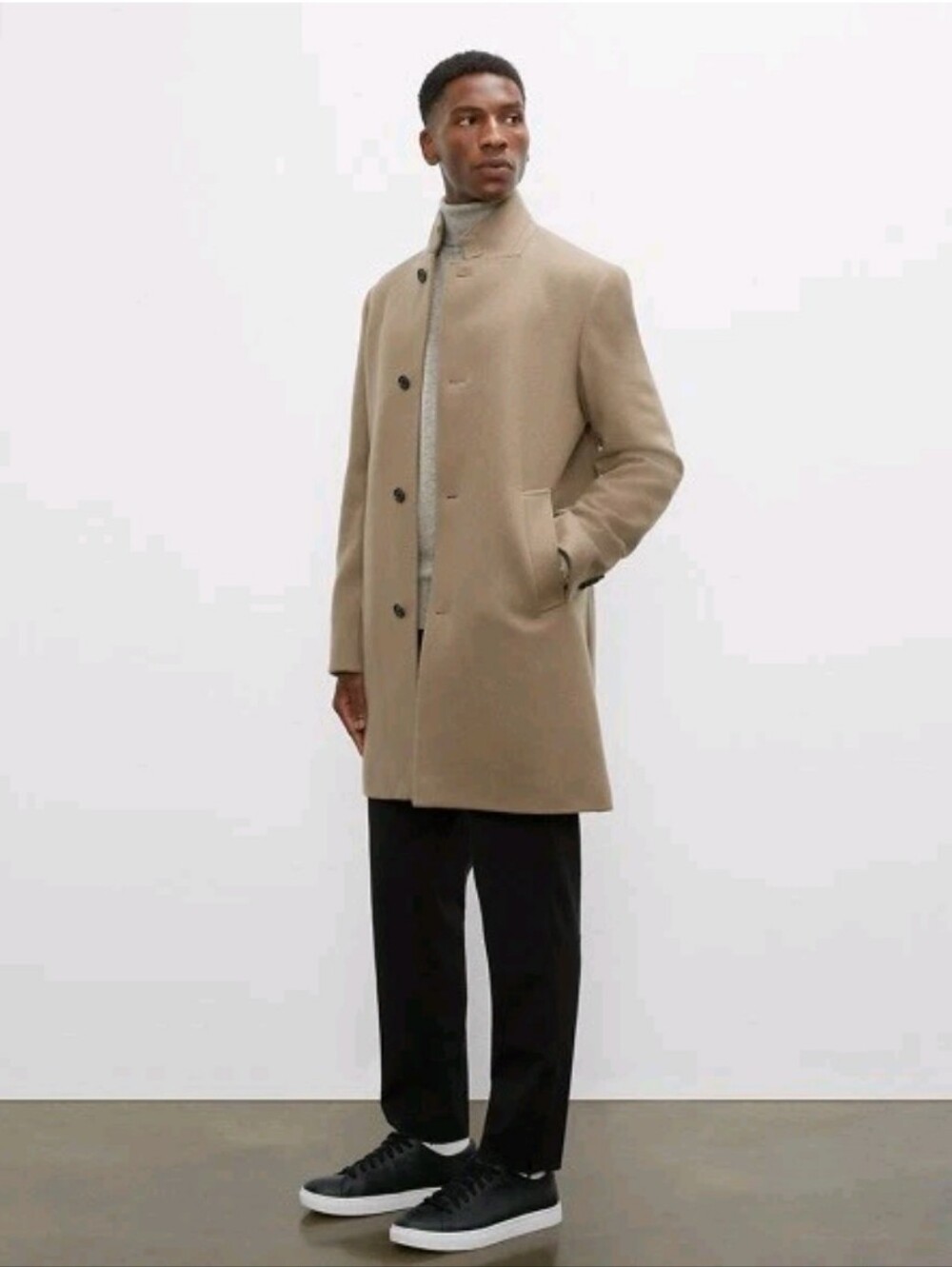 Club Monaco Tan Wool-Blend Single-Breasted Coat Men's SZ 44
